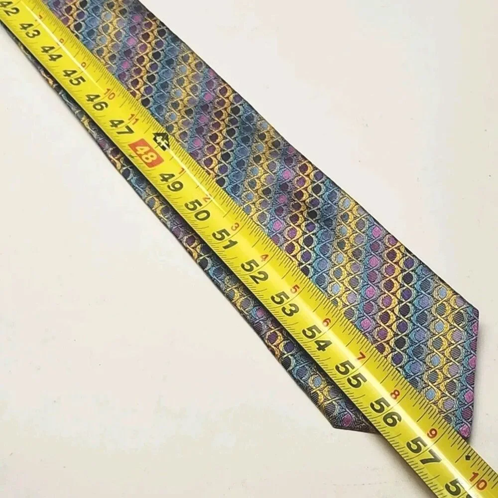 Missoni Cravatte Tie Men's Necktie 100% Silk Blue Purple Geometric Italy